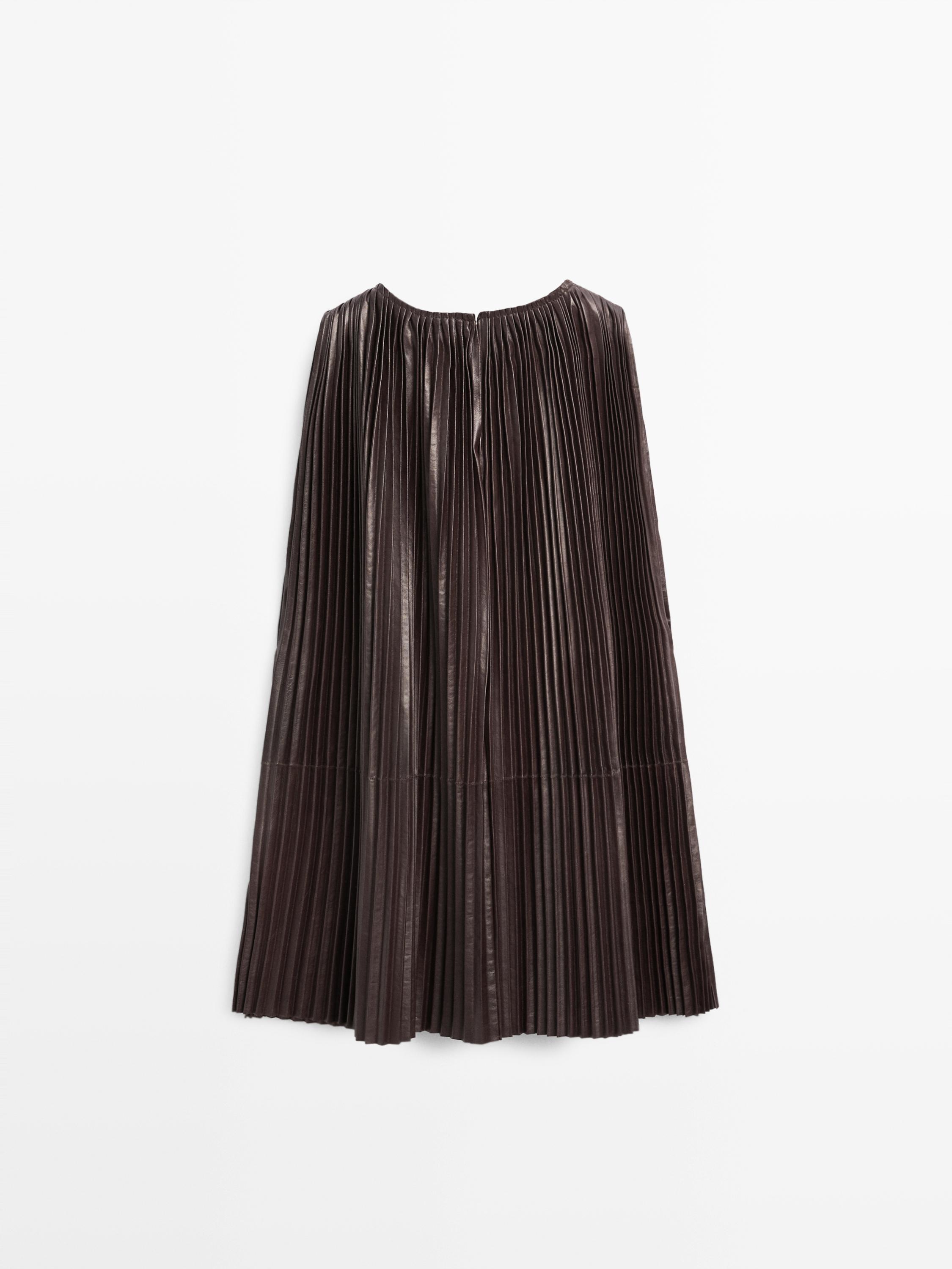 Long pleated nappa leather top - LIMITED